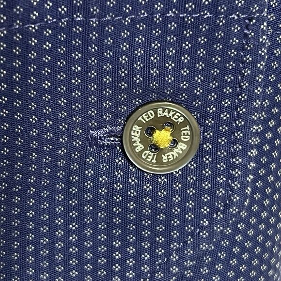 TED BAKER LONDON Button Down Shirt Men's 4 L Blue Cotton Stretch - Picture 14 of 17